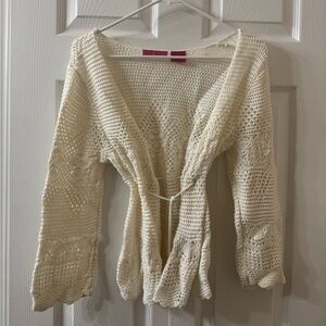 Chic Cream Women's Crochet Cardigan